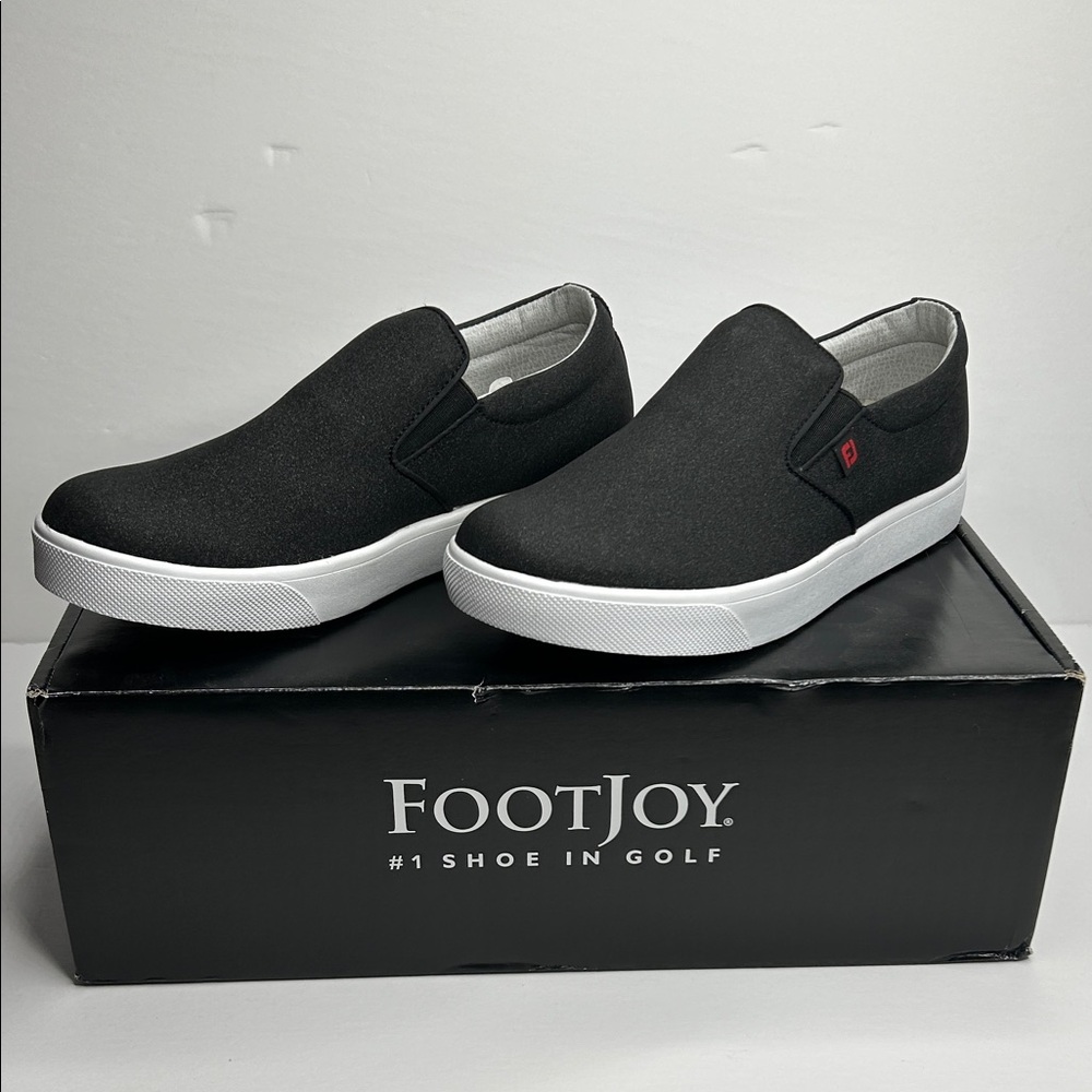 NIB FootJoy Women’s Black Sparkle Slip-On Sport Retro Black spikless shoes